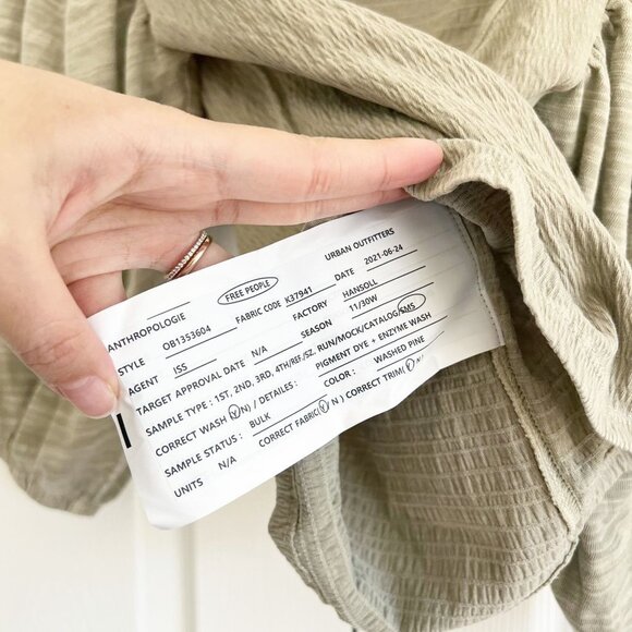 Free People Washed Pine Green Puff Sleeve Top Women's Size X-Small XS - Picture 6 of 7